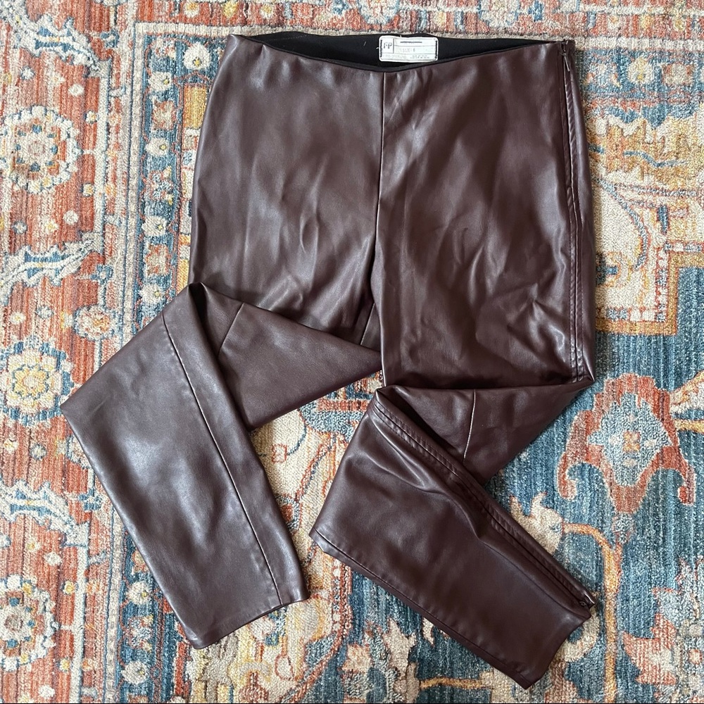 Free People maroon faux leather pants size 6